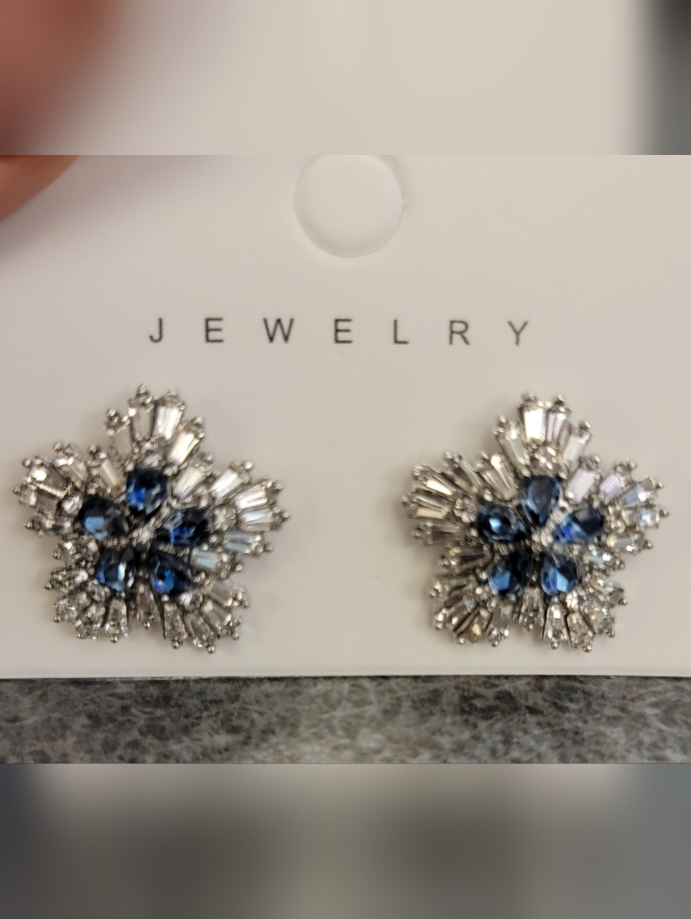 Blue Crystal Statement Earrings